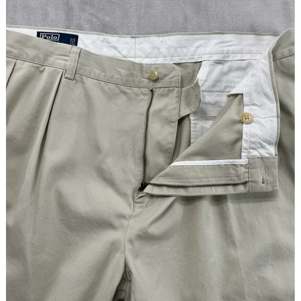 VTG Polo Ralph Lauren Ethan Pants Men 42x30 Khakis Pleated Twill Cotton Trouser